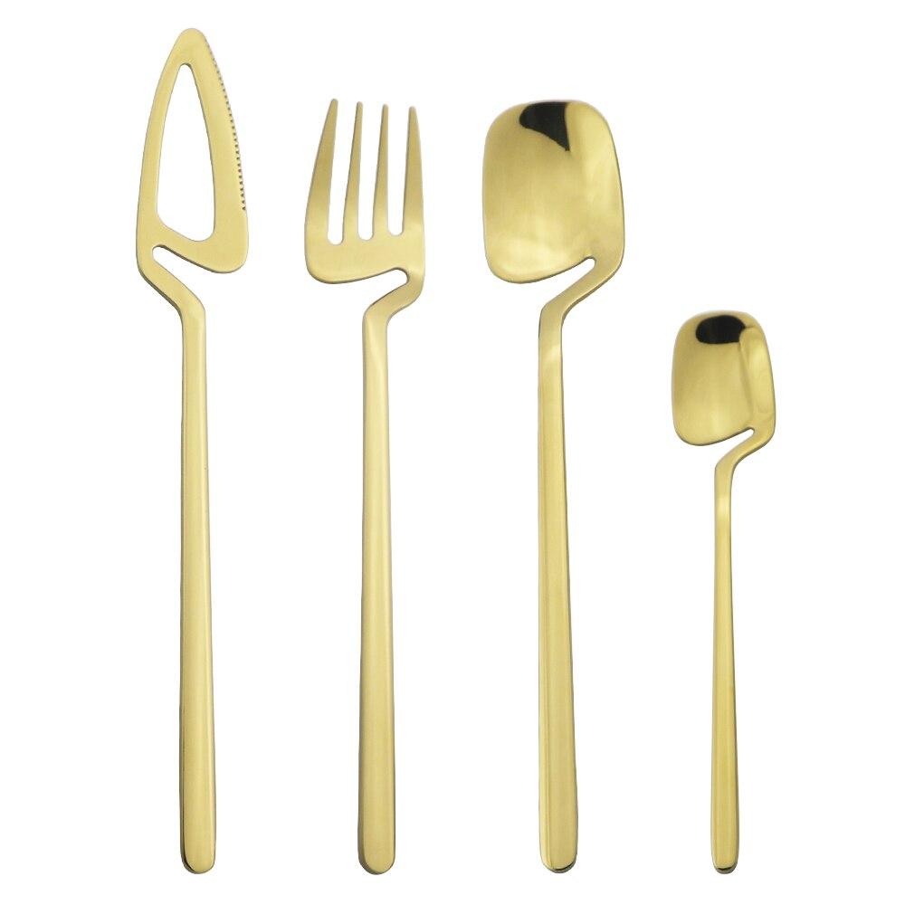 4Pcs/Set Black Dinnerware Flatware Knife Fork Spoons Cutlery Set 18/10 Stainless Steel Dinner Tableware Bar Party Silverware Set