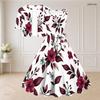 Women Plus Size Floral Printed Two Piece Set Square Neck Sleeveless Tie Waist Flared Dress Short Sleeve Cropped Shrug