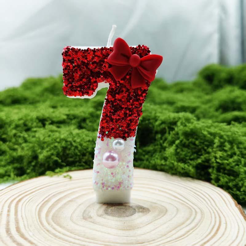 Creative Red Bow Digital Candle Birthday Candle Cake Atmosphere Birthday Decoration Candle