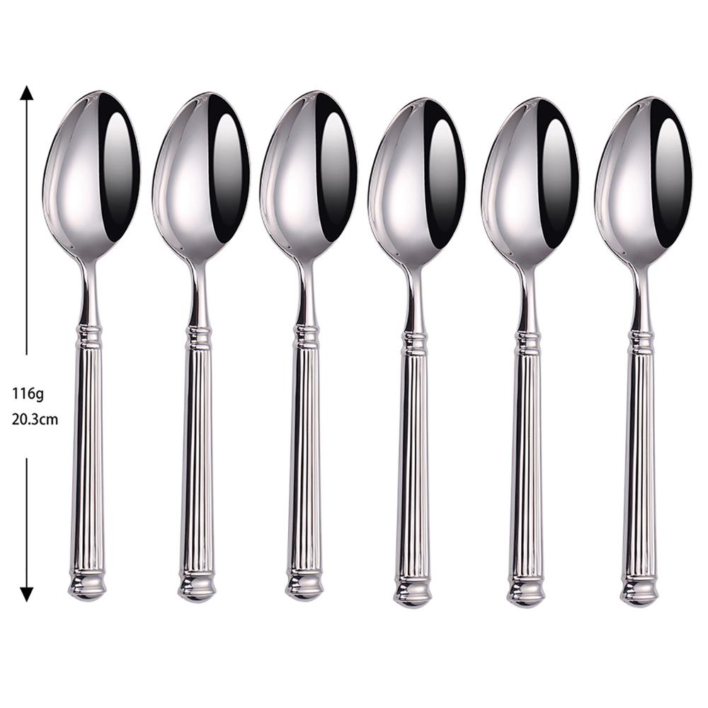 6 Stück Silber Besteck Edelstahl Westliches Geschirr Vintage Elegant Dinner Set Römischer Griff Messer Löffel Gabel Küchenutensilien