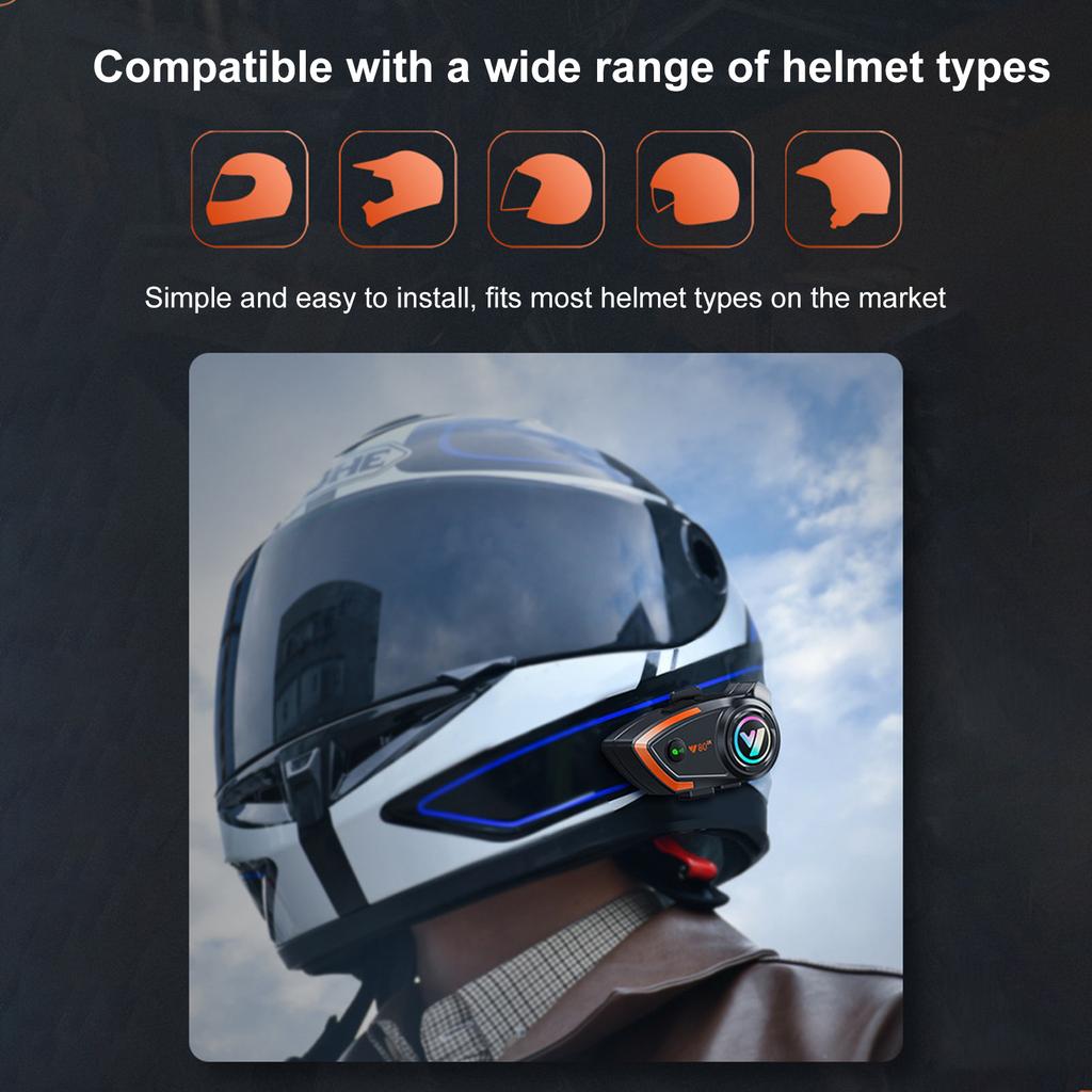 Motorcycle Intercom Helmet BT Headset Compatible with a Variety of Helmets