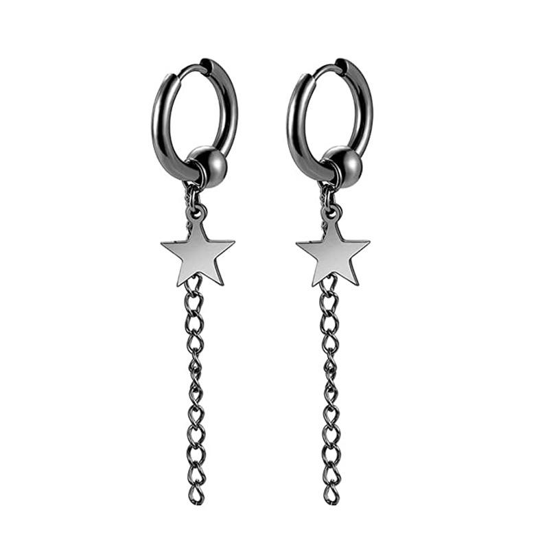 Black Series Titanium Steel Punk Style Earrings - Unisex, Korean Fashion, Unique Design