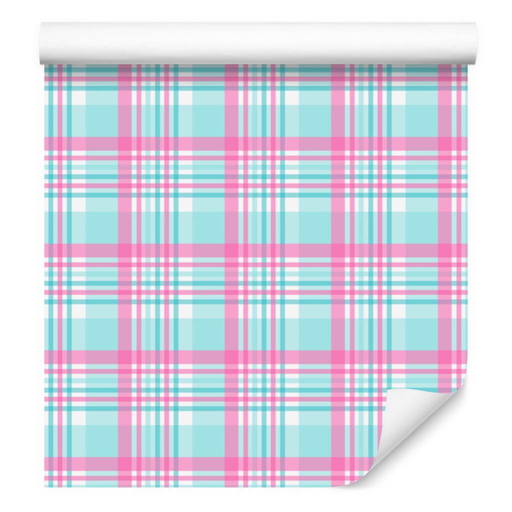 Pink and blue celadon and lavender checkered wallpaper 50x1000