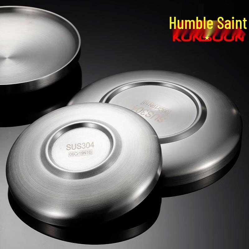 304 Stainless Steel Double Layer Round Dinner Plates