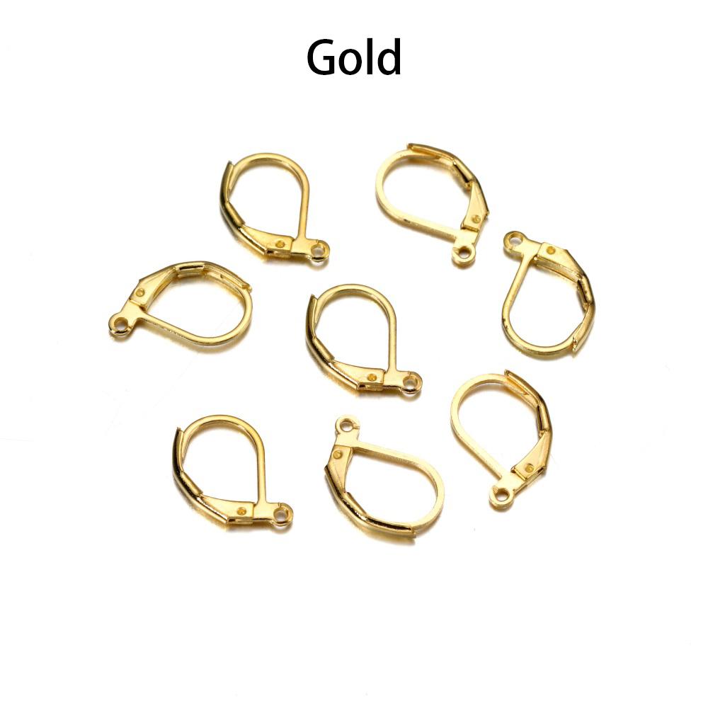 50pcs/lot Gold Silver French Lever Earring Hooks Wire Settings Base Hoops Earrings For DIY Jewelry Making Supplies Wholesale