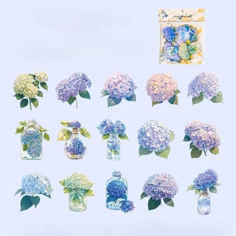 15pcs Floral Patterns Kawaii Creative Plant Stickers Pack Hand Tent DIY Stick Labels Scrapbooking Material Junk Journal Supplies