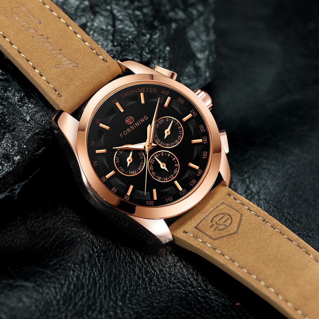 Forsing Men's Fashion Leisure Mechanical Machine Multifunctional Mechanical Watch