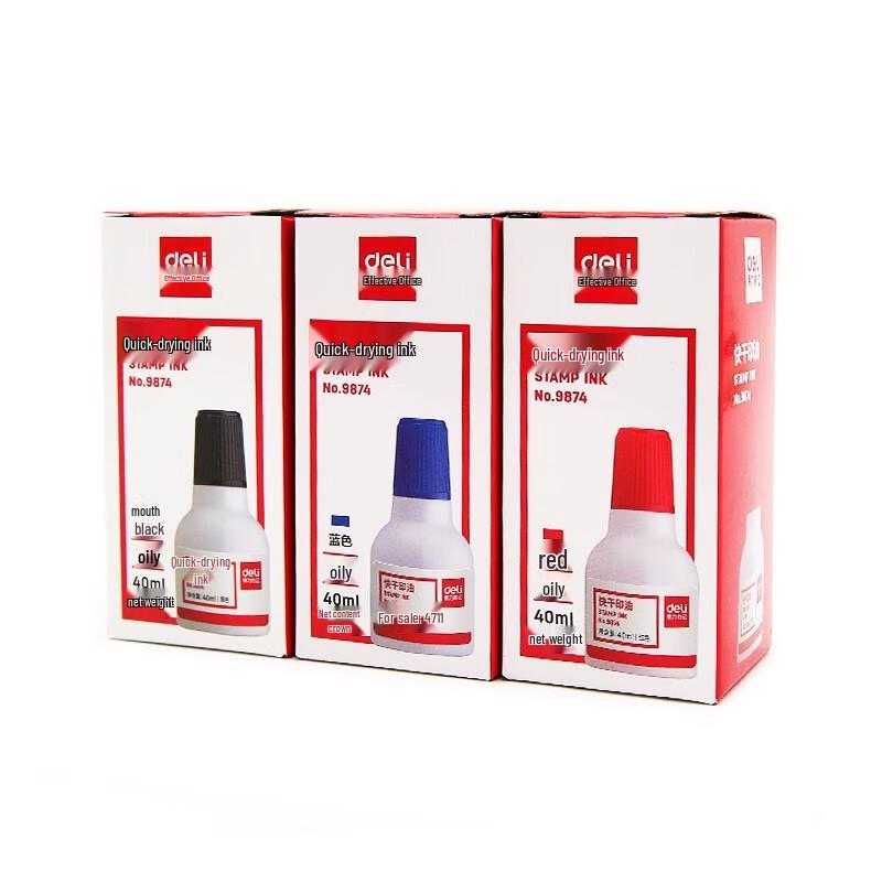 Deli 9874 Quick-Drying Red Stamp Pad Ink