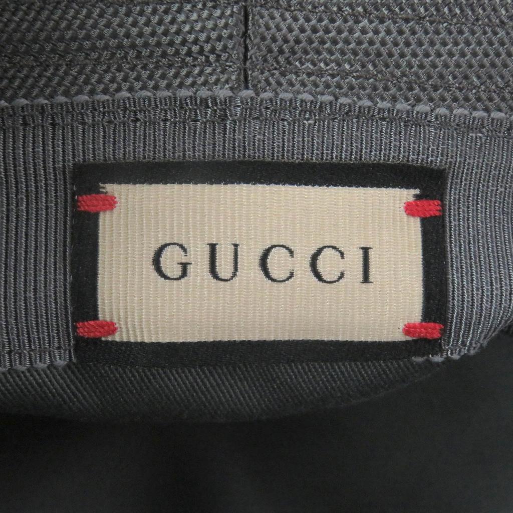 Excellent GUCCI hat Off The Grid GG logo bucket gray Nylon mens 627115 Used