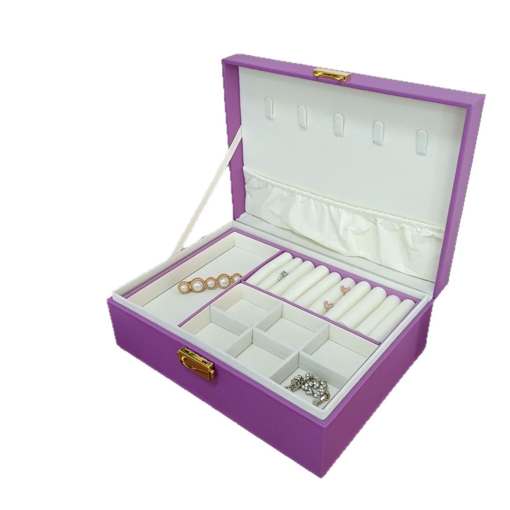 Double-layer locked storage box, jewelry box, jewelry box, stud earrings, ring box, necklace, jewelry packaging box.