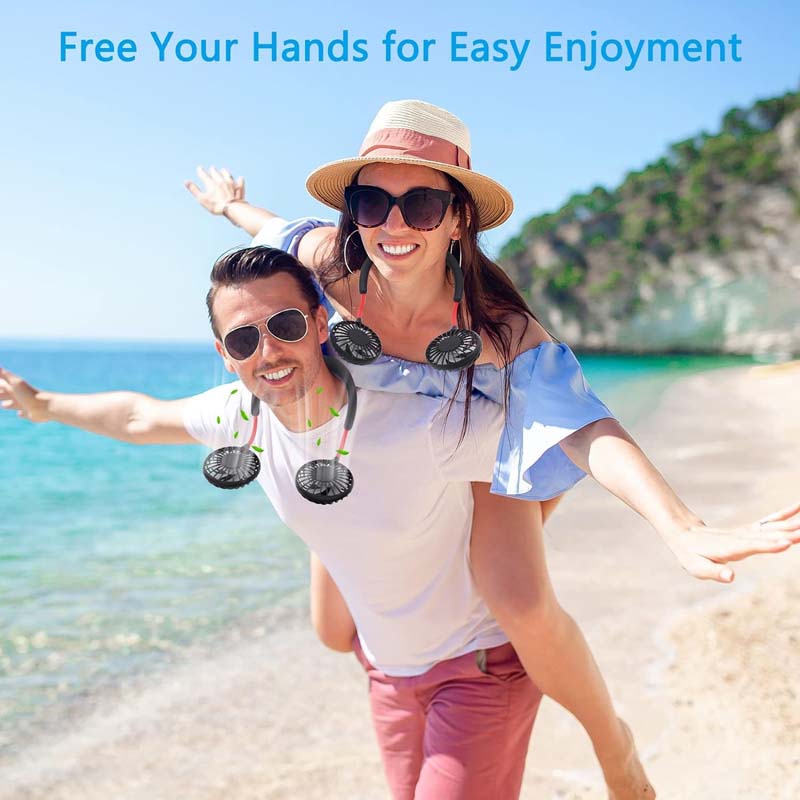 Hands-free Neck Band Hands-Free Hanging USB Rechargeable Dual Fan Mini Air Cooler Summer Portable 360 Degree Rotation At Will