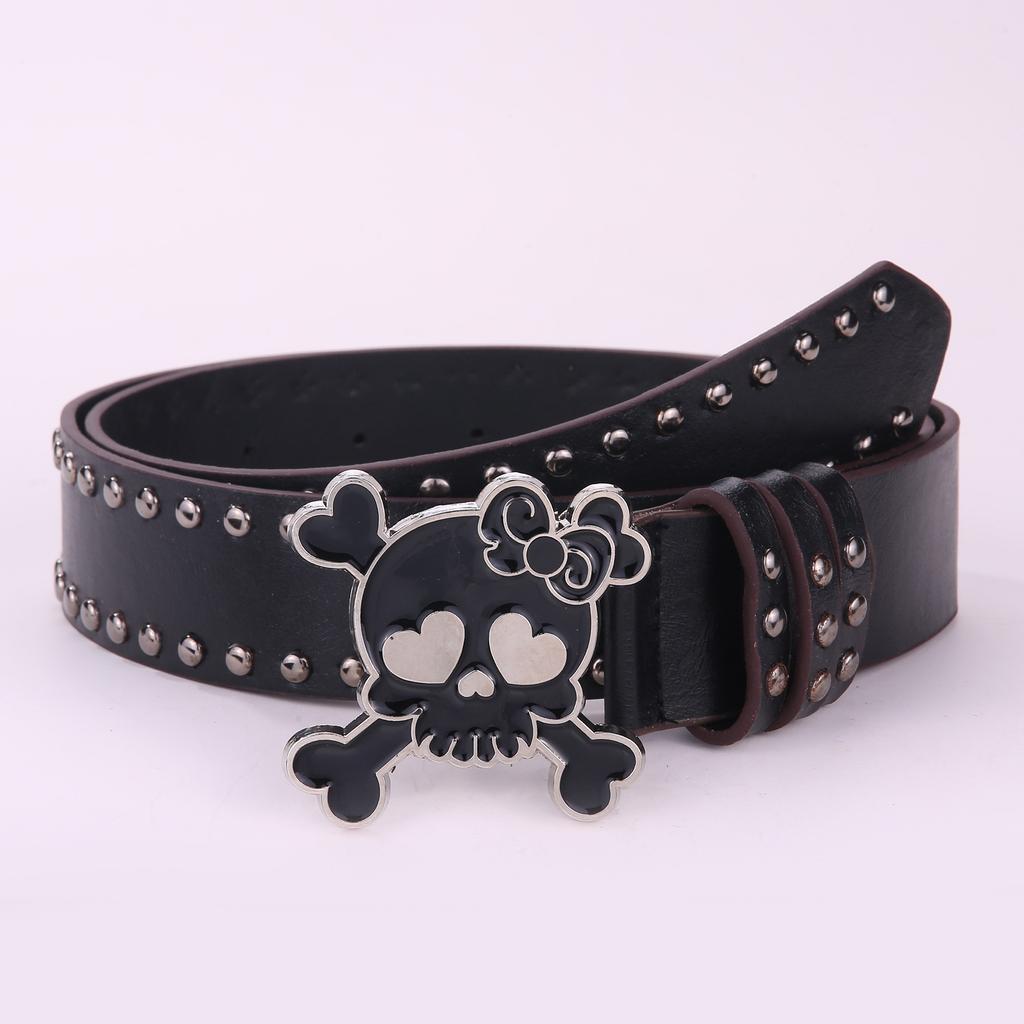 Original Punk Rock Style Belt Female Skull Wide Waist Seal Rivet Spice Girl Belt Men And Women