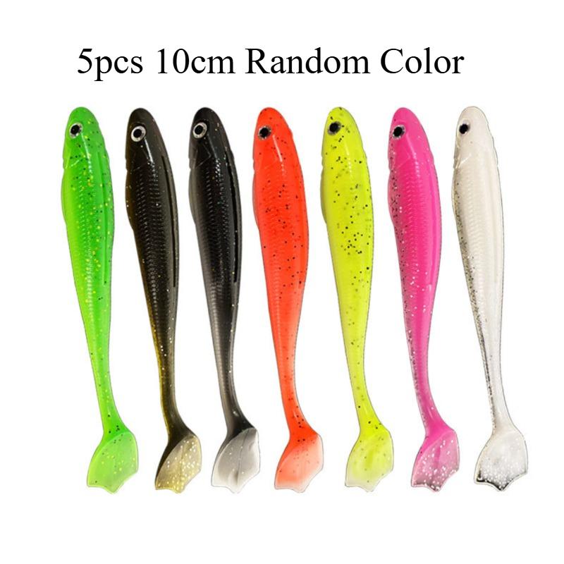 

5 шт. 3D глаз утиной ладони весло хвост мягкая рыболовная приманка Souple эффективная приманка пластиковая искусственная приманка для щуки 10 см 5,5 г 5pcs 10cm Random Color