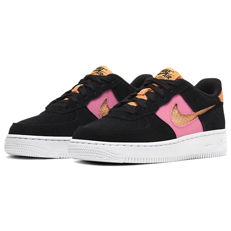 Nike Air Force 1 Low top Kids' Skateboarding Shoes Black Pink Teenagers CJ4093-002