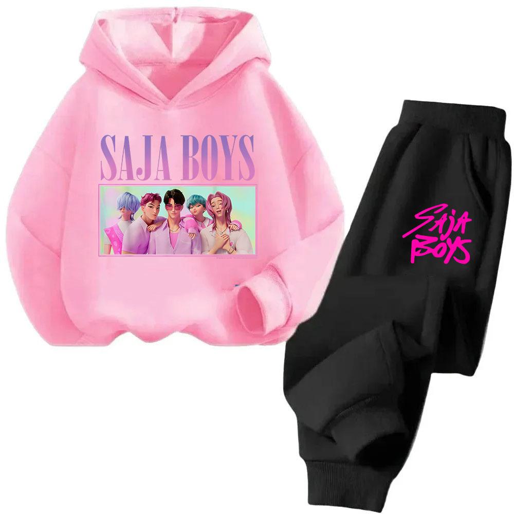 Kinder Warmes Bequemes Set Jungen Mädchen Anime Hoodie Set Neu Cartoon Mode Niedlich Bedruckt Zweiteiliges Set