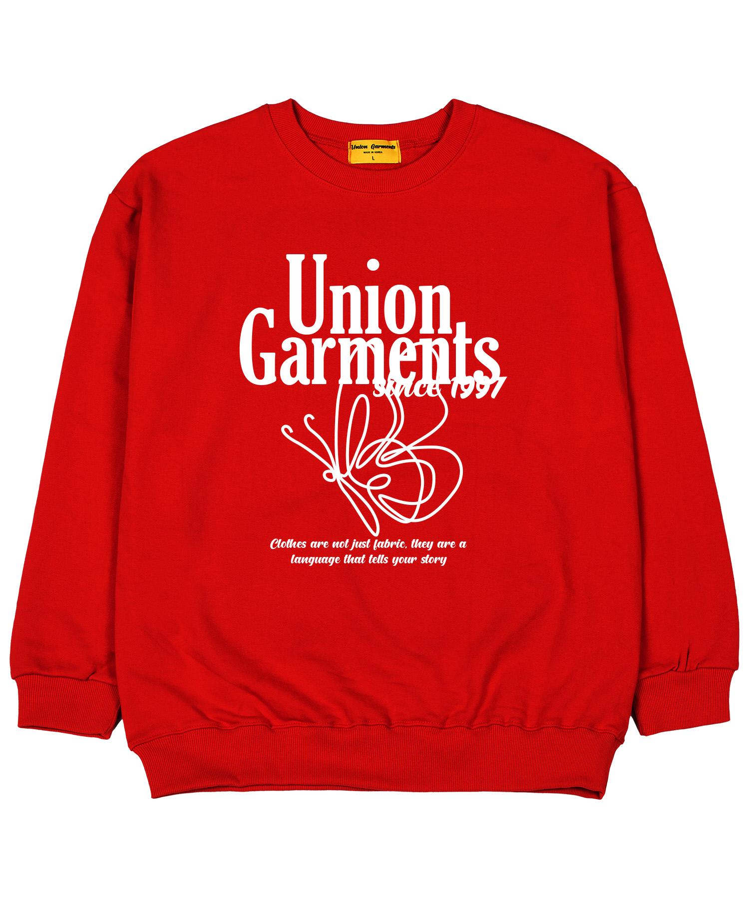Union Garments Толстовка оверсайз с бабочкой из махровой ткани Красная L