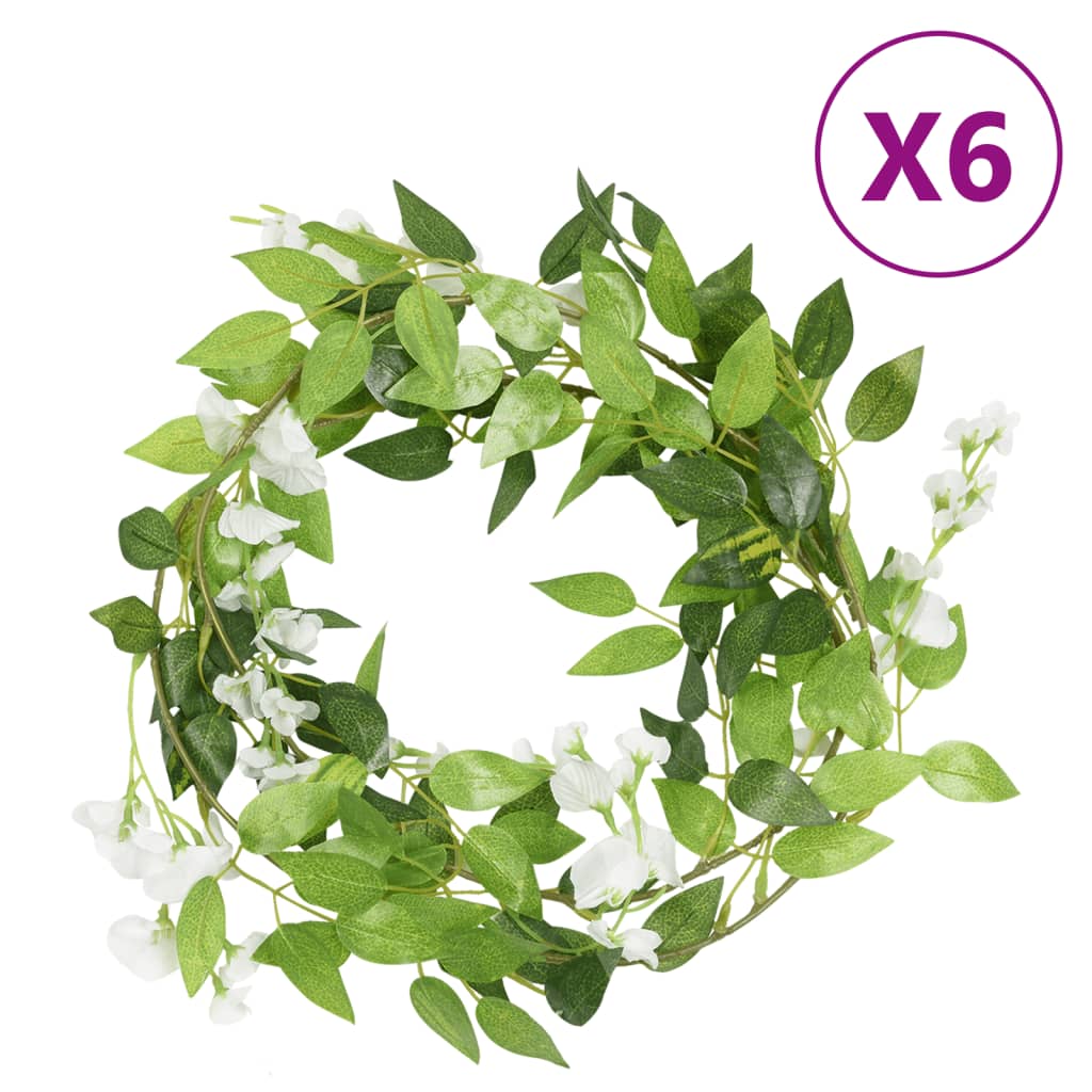 Flower Garlands Flowers 6 pcs. White 200 cm\