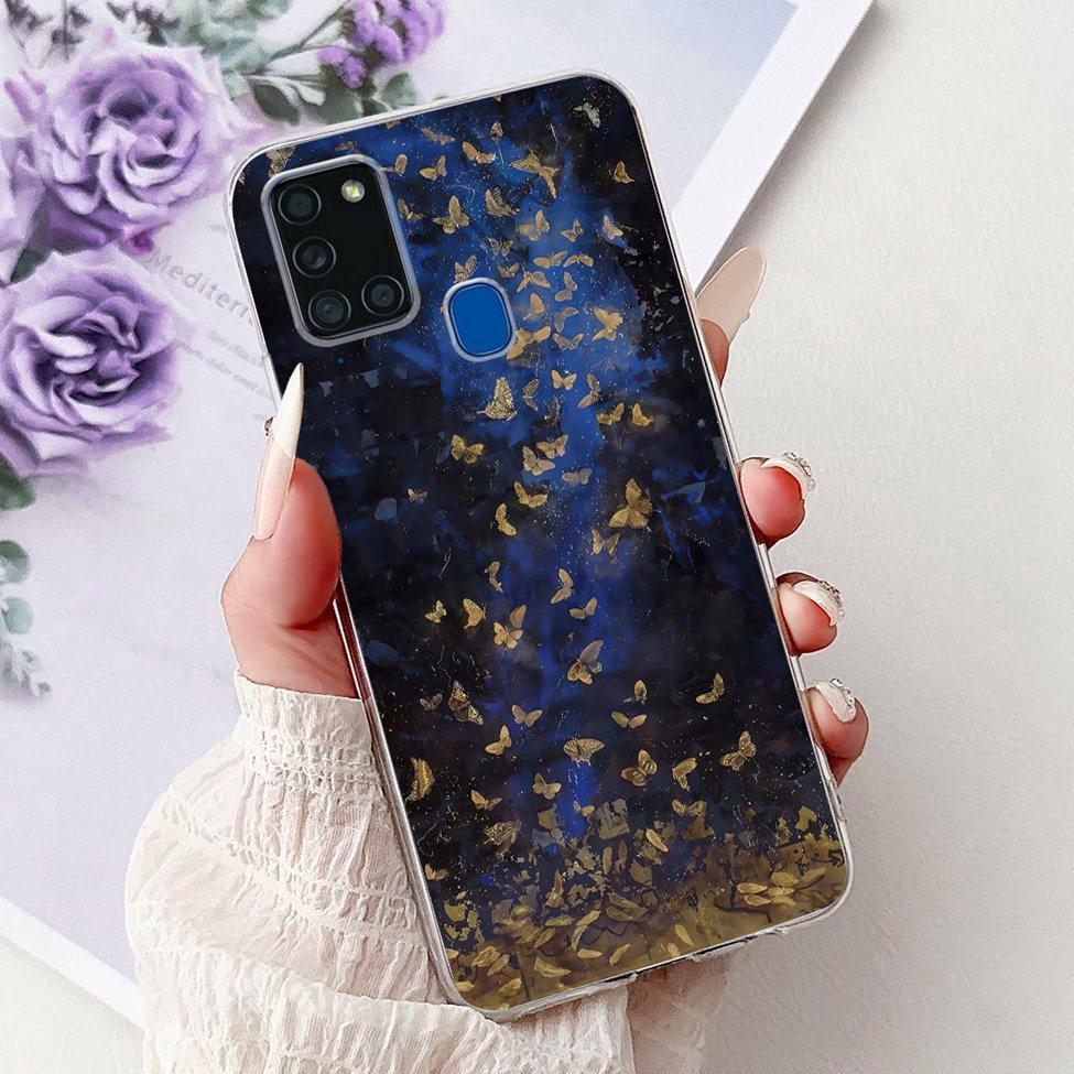 For Samsung A21s Case Cover Clear Fashion Luxury Cute Painted Back Cover For Samsung Galaxy A21s Phone Case A217F A217M A217N
