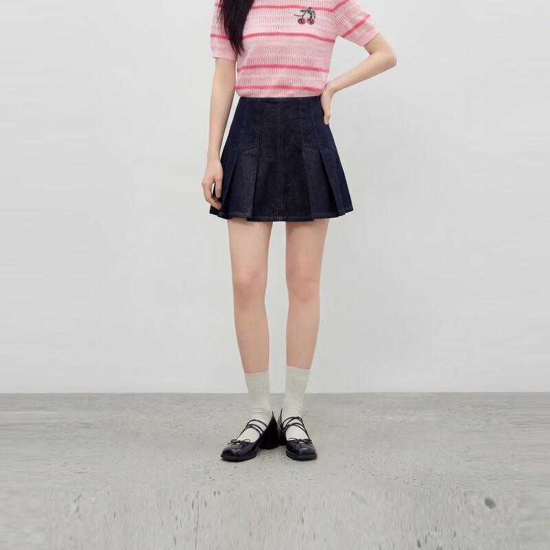 Women s Retro High-Waist A-Line Denim Skirt S