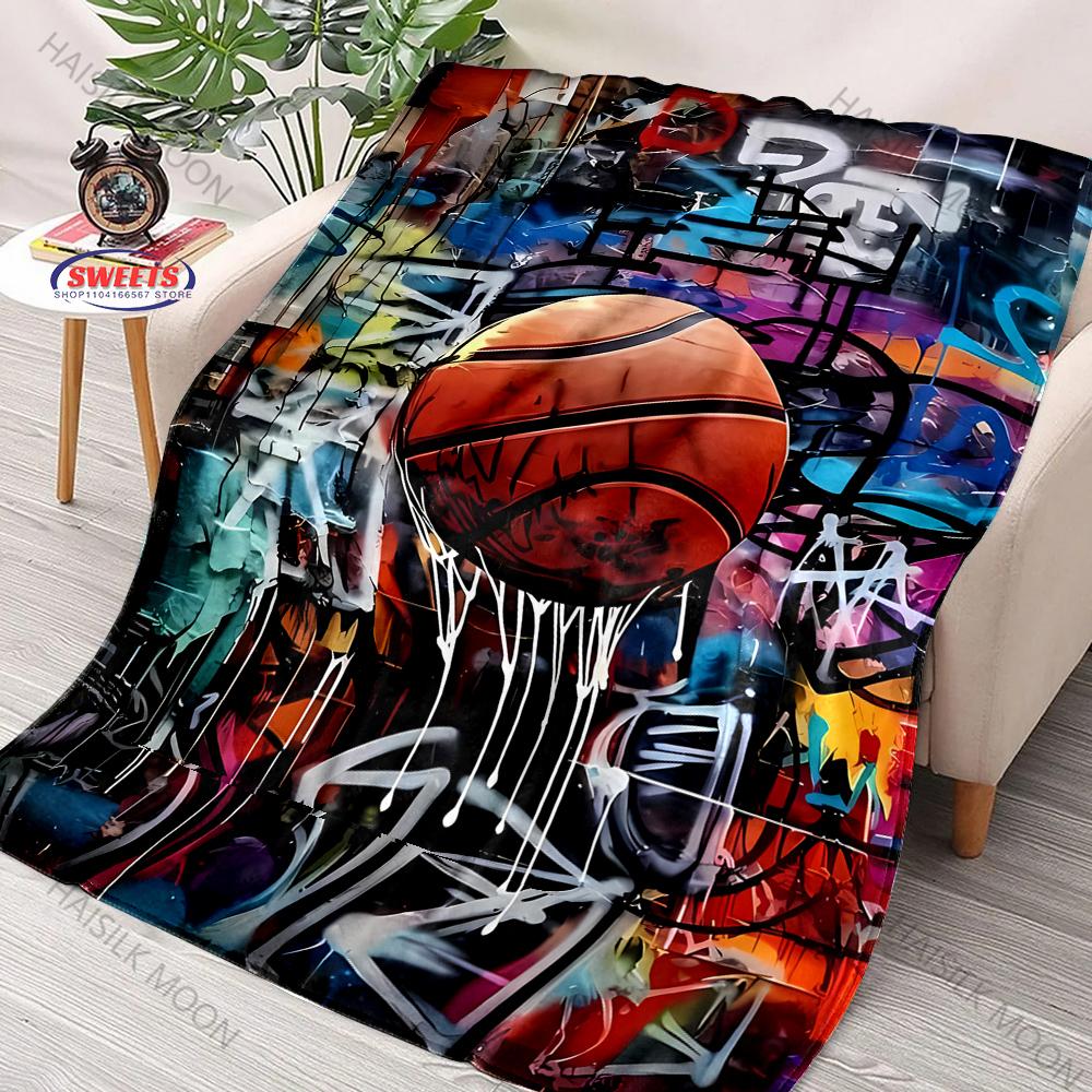 3D Basketball Theme Printed Blankets Bedroom Sofa Camping Airplane Travel Portable Blankets Multi-Scene Available Holiday Gifts