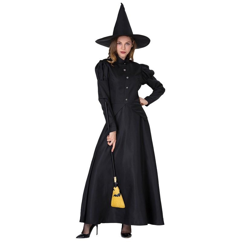 Black Witch Costume Women Halloween Cosplay Dress Adult Role Play Outfit Party Stage Performance