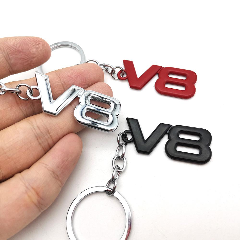 3D Metalen V8 Logo Stijl Auto Sleutelhanger Sleutelring Sleutelketting Ringhouder voor Ford Jeep Dodge Toyota 4Runner LAND CRUISER Chevrolet
