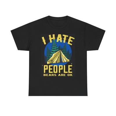 Eu Odeio Pessoas Ursos São Ok Camiseta Gráfica Engraçada Acampamento Caminhada Unissex