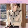 French Chic Long Sleeve Shirt With Ruffle Details For Elegant Spring Fashion