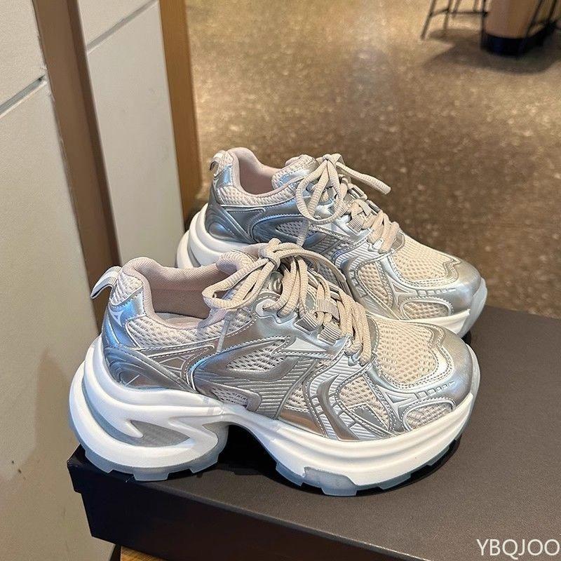 Casual Comfortable Thick Soled Height Increasing Women's Shoes Women's Summer Mesh Breathable Fashionable Versatile Sports Shoes