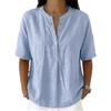 Pink V-Neck Short Sleeve Loose Fit Blouse with Buttons