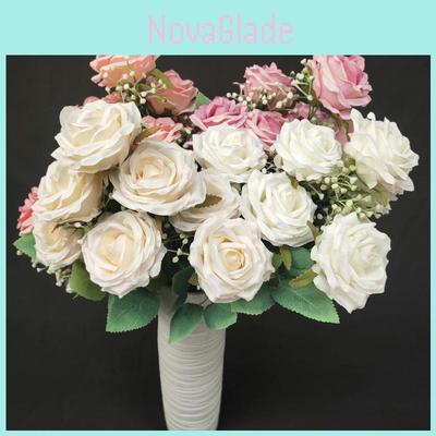 Home Decor Artificial Rose Flower Bouquet With Realistic Petals For Wedding And Photography Props