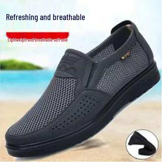 Men's Breathable Old Beijing Cloth Shoes - Soft Sole, Anti-Slip, Casual, Plus Size - For Spring & Autumn