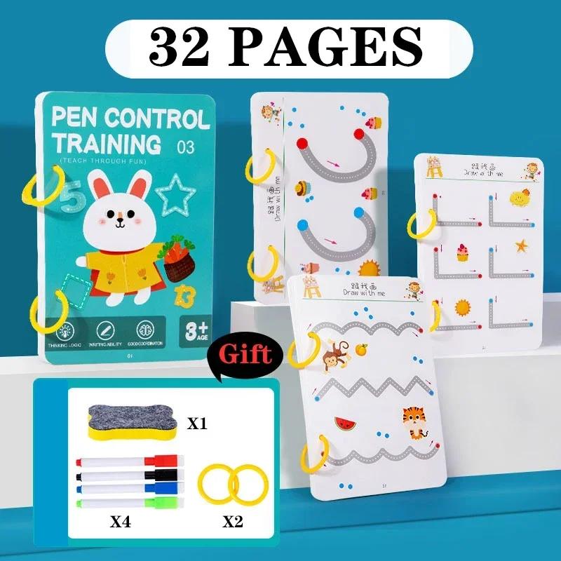 Reusable Magical Tracing Drawing Workbook for Kids Pen Control Training Drawing Practice Copybook Early Education Stationery