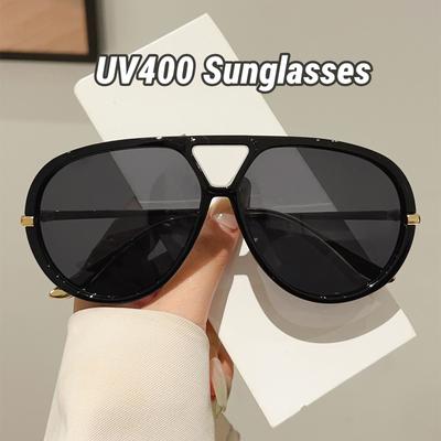 Large Frame Slimming Sunglasses UV400 Shades Fashion Street Photography Concave Style Tourist Resort Eyewear