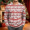 Men's Corduroy Long Sleeve Crewneck Top with Christmas Print for Holiday Casual Wear