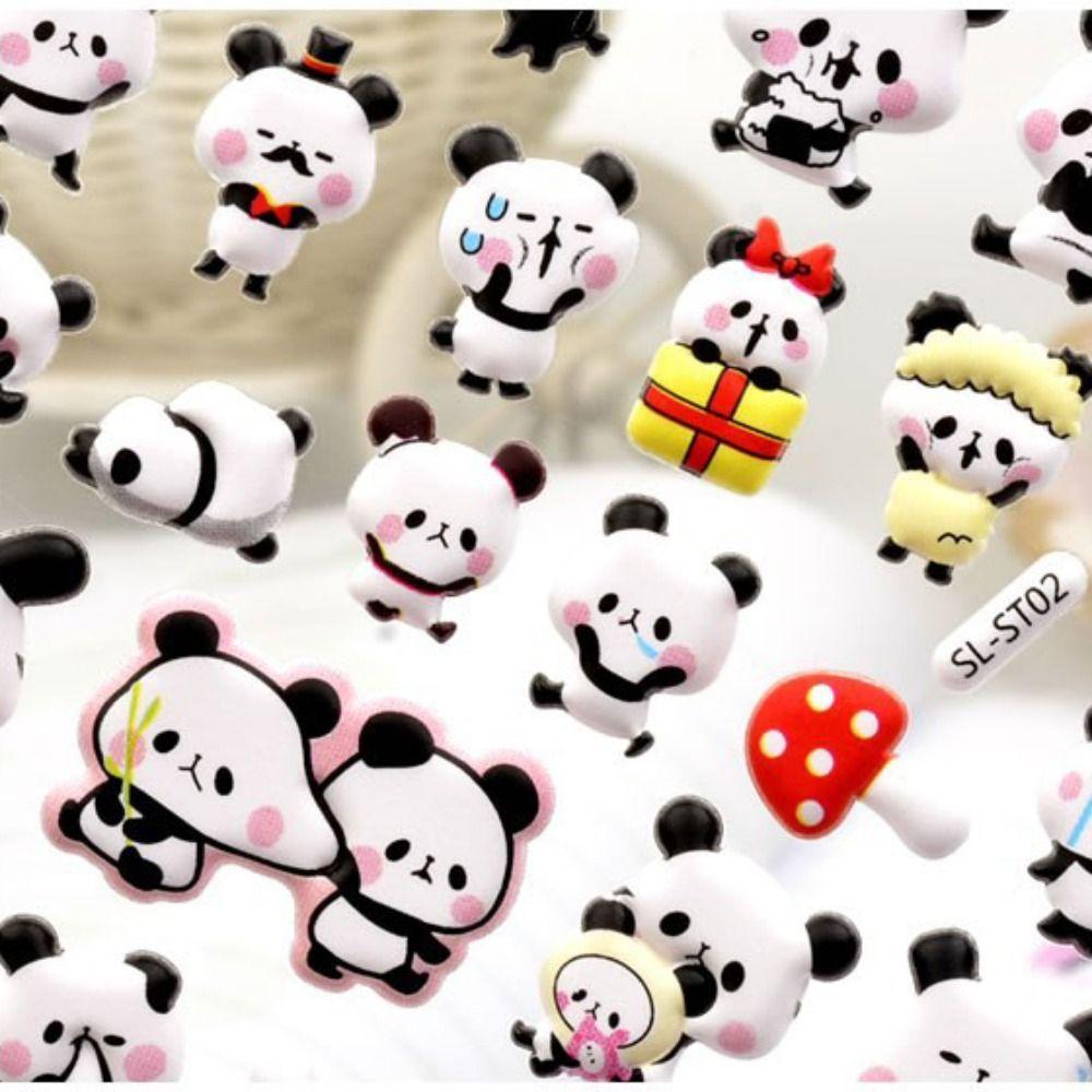 Waterproof Panda Sticker Gift Box 3D Panda Bubble Sticker  Skateboards Luggage Suitcases Decor