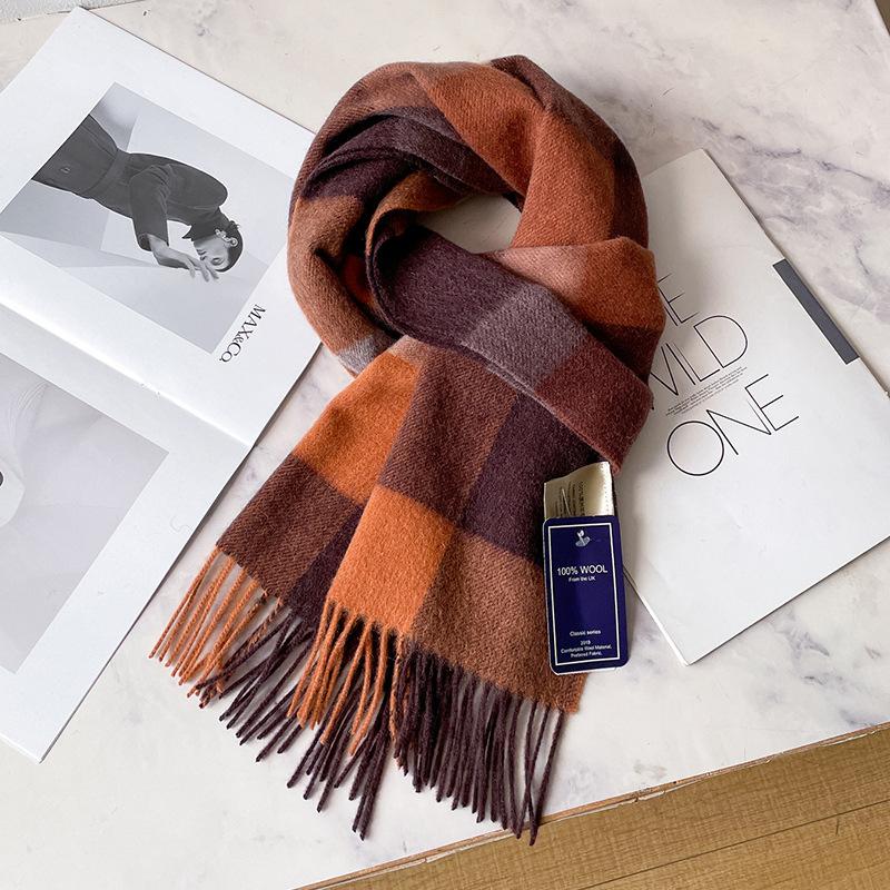 Fresh and advanced light pink blue scarf 100 pure wool women's autumn and winter cashmere scarf