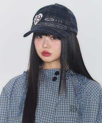 ILLIGO Heart Letter Ball Cap Check Navy