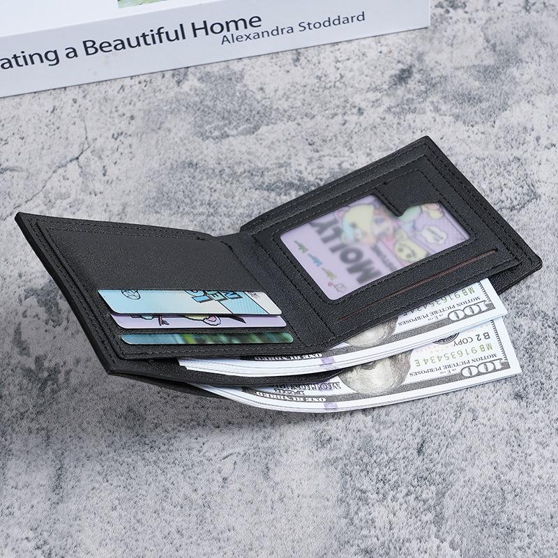 Men's Minimalist Short Wallet  Fashion Soft Leather Business Wallet Credit ID Card Walletfoldable Multi Slot Large Capacity Purs