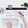 Sleek Compact Glass Desk Whiteboard with Built-in Storage, Modern Tempered Glass Desktop Organizer & Keyboard Holder, Efficient