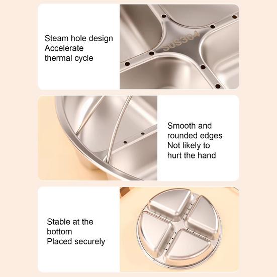 Stainless Steel Divided Steamer Basket with 46085 Grids Multi-Functional Stackable Steamer for Food