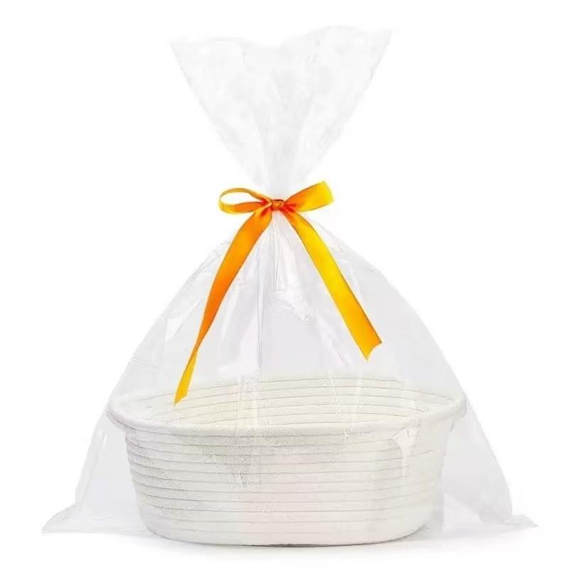 Rectangular Cotton Rope Organizer With Multiuse Design For Home And Office