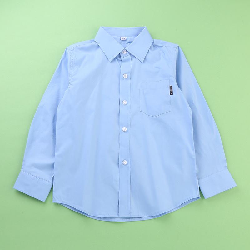 Kids' Long-Sleeve White Shirt with Pocket for Boys - Perfect for School Uniforms in Spring and Autumn