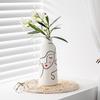 Nordic Hand-Painted Face Creative Plain-Fired Ceramic Vase Home Living Room Soft Decoration Flower Arrangement Ornament Gift