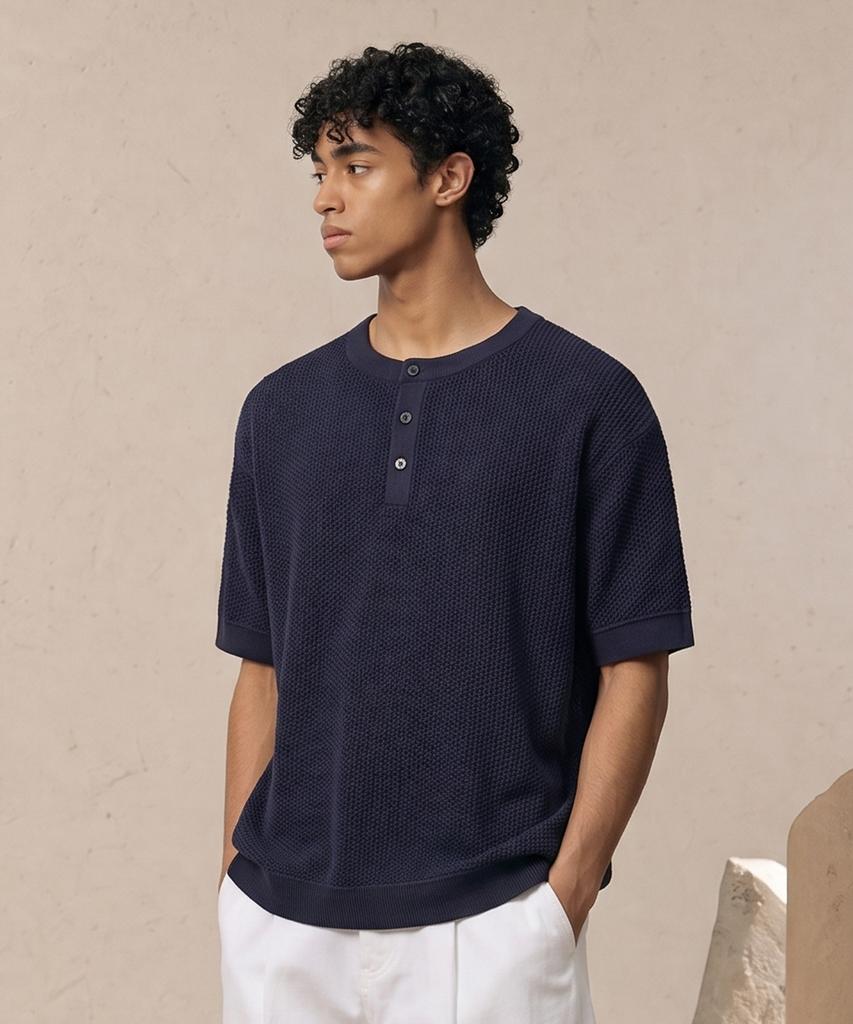 VERYVAIN Aero Breeze Henley Knit (Navy)