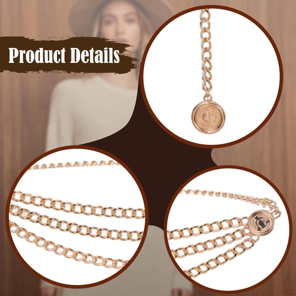 Gold Chain Belt for Women Multilayer Body Bridal Party Dresses Wedding