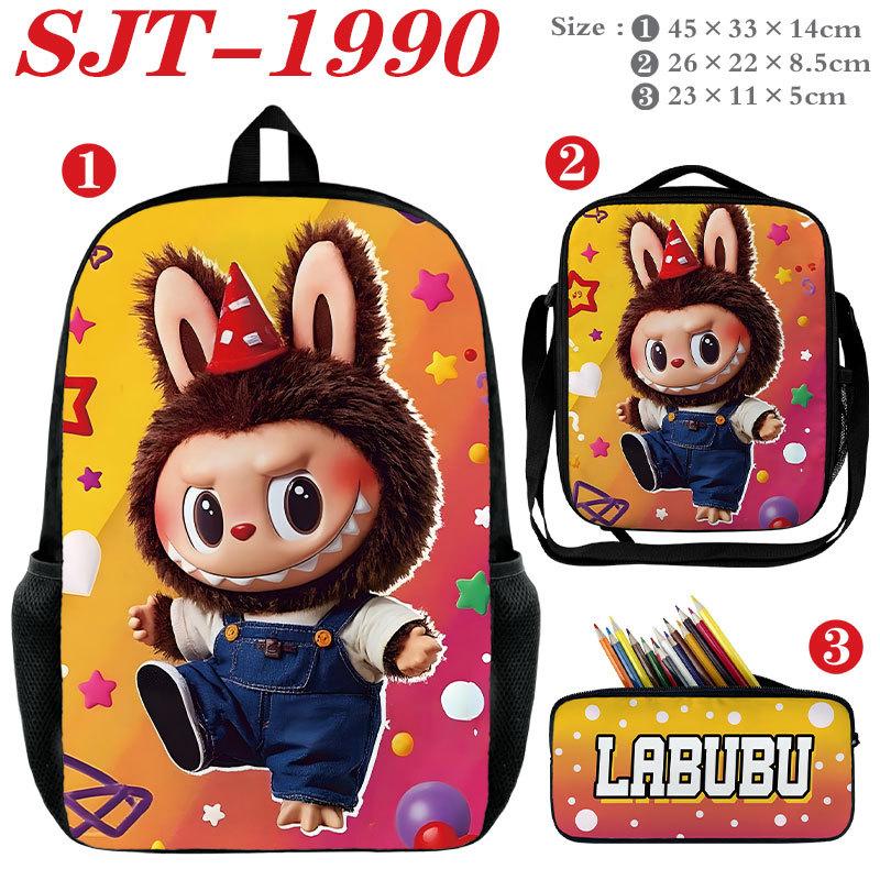 Anime School Bag Set 3 Piece, Wear-Resistant Waterproof Large Capacity Backpack Crossbody Bag Pencil Case, Kids Bookbag
