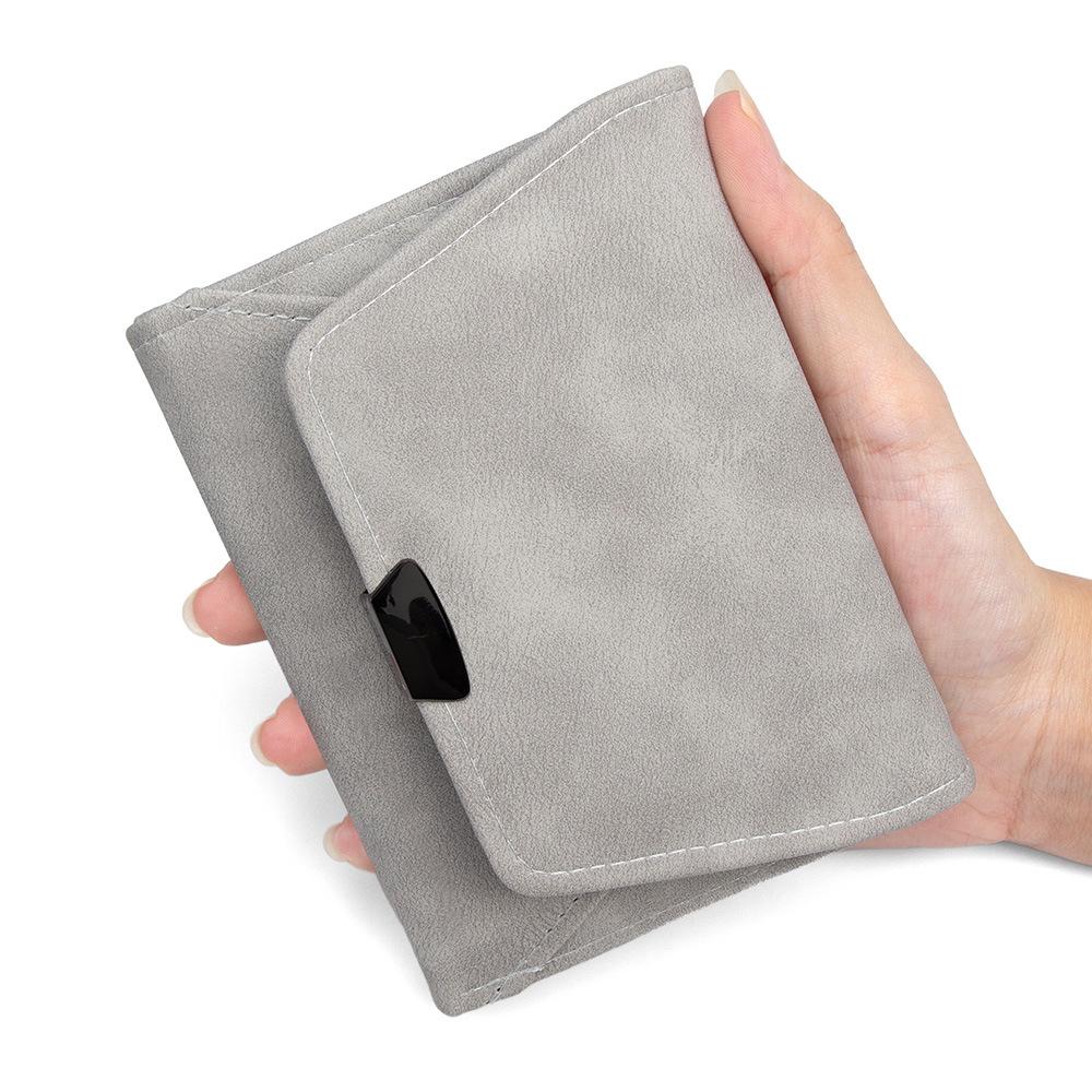 Новый женский ретро матовый кожаный складной кошелек: Короткий, простой кошелек для монет и визитница клатч светло-серый