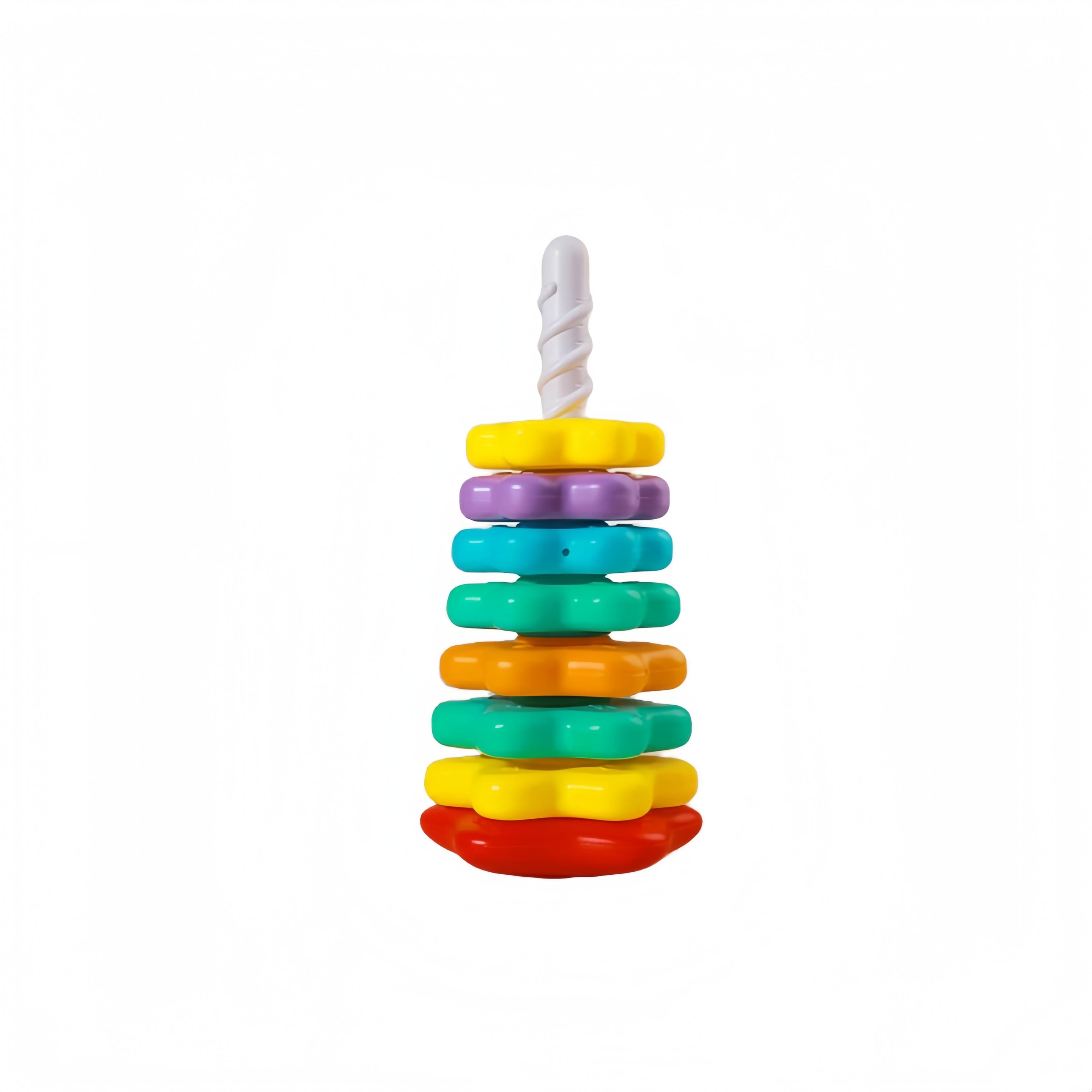 

Hot 1 Set Baby Spinning Stacking Puzzle Toys Montessori Rotating Rainbow Tower Children Develop Motor Skills Game Kids Gift
