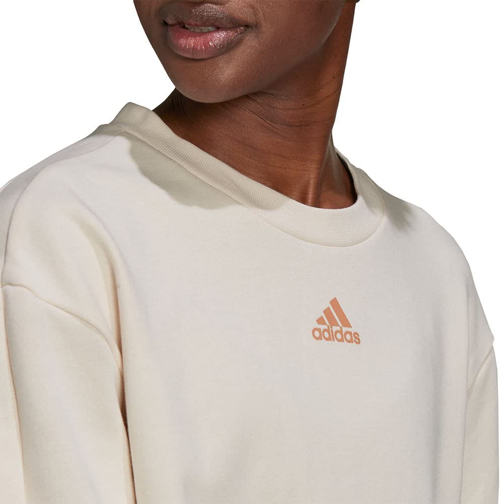 Adidas Sweatshirts Women's Ecru Crew Neck Moderate Regular H10237
